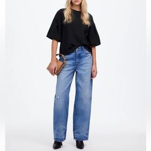 NWT Madewell Puff-Sleeve Sweatshirt Tee Black, size XS